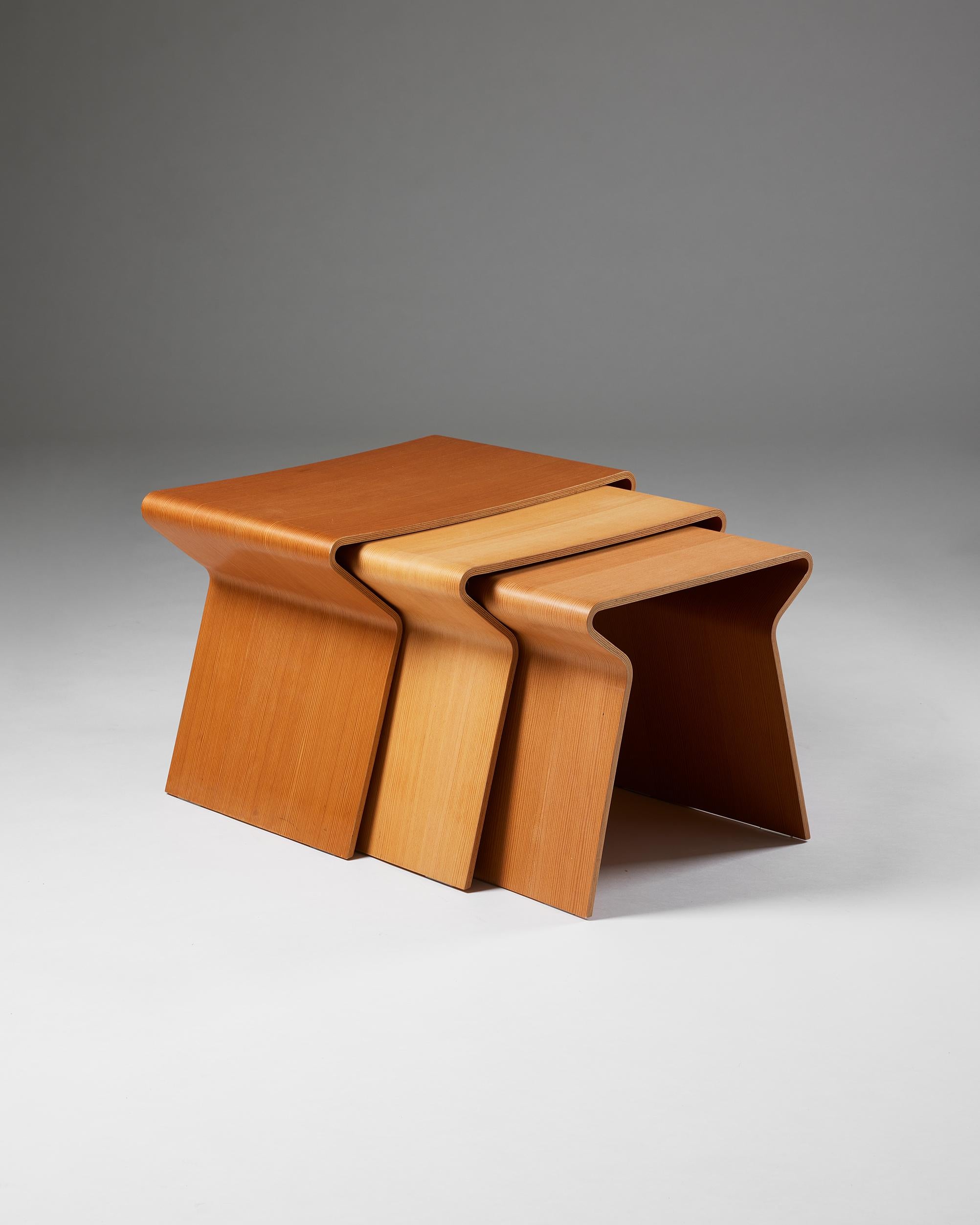 Mid-Century Modern Set of Three Nesting Tables Designed by Grete Jalk for Lange Production For Sale