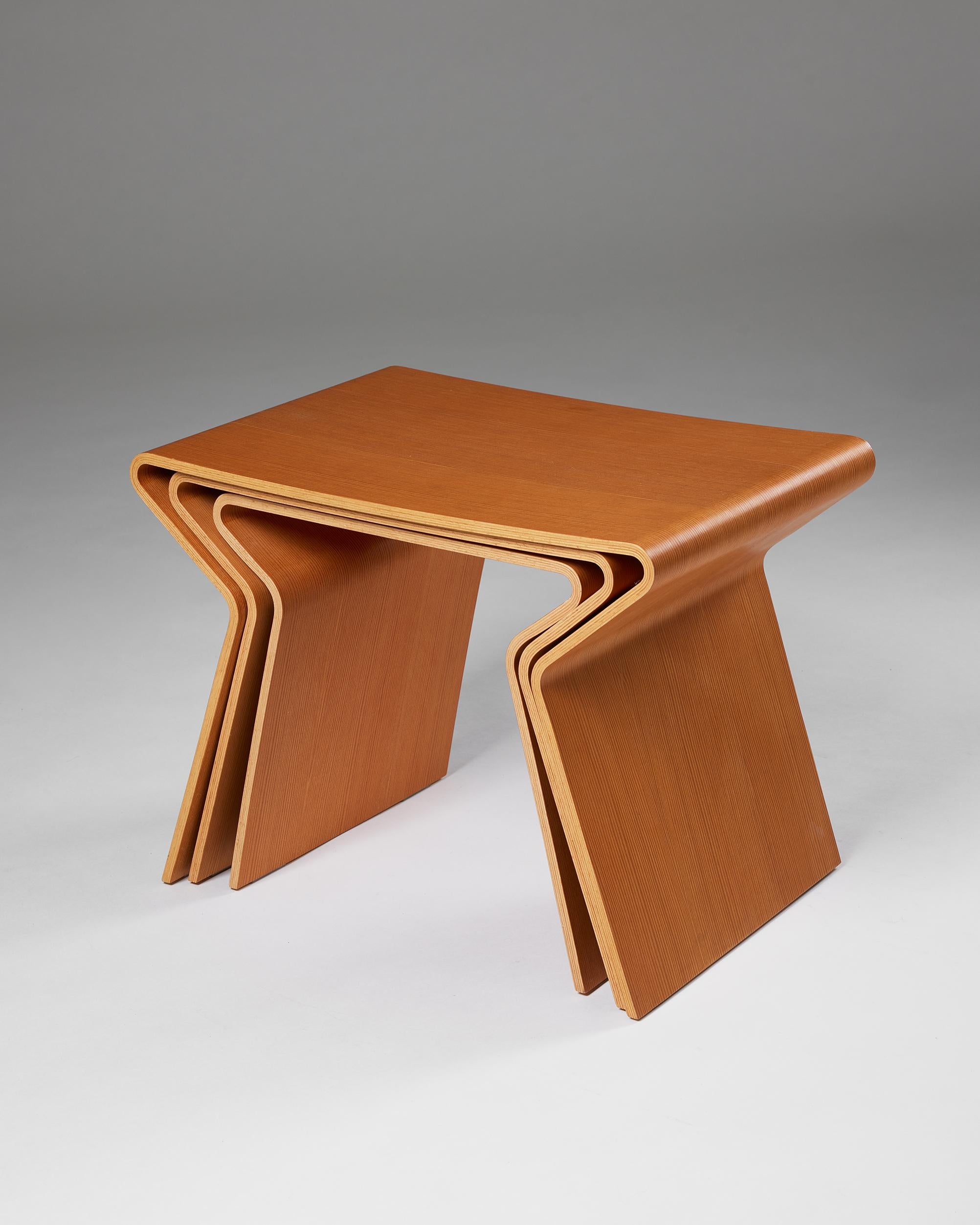 Set of Three Nesting Tables Designed by Grete Jalk for Lange Production For Sale 1
