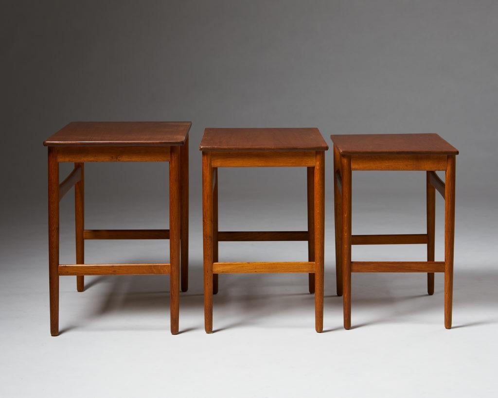 Danish Set of Three Nesting Tables Designed by Hans J. Wegner for Andreas Tuck