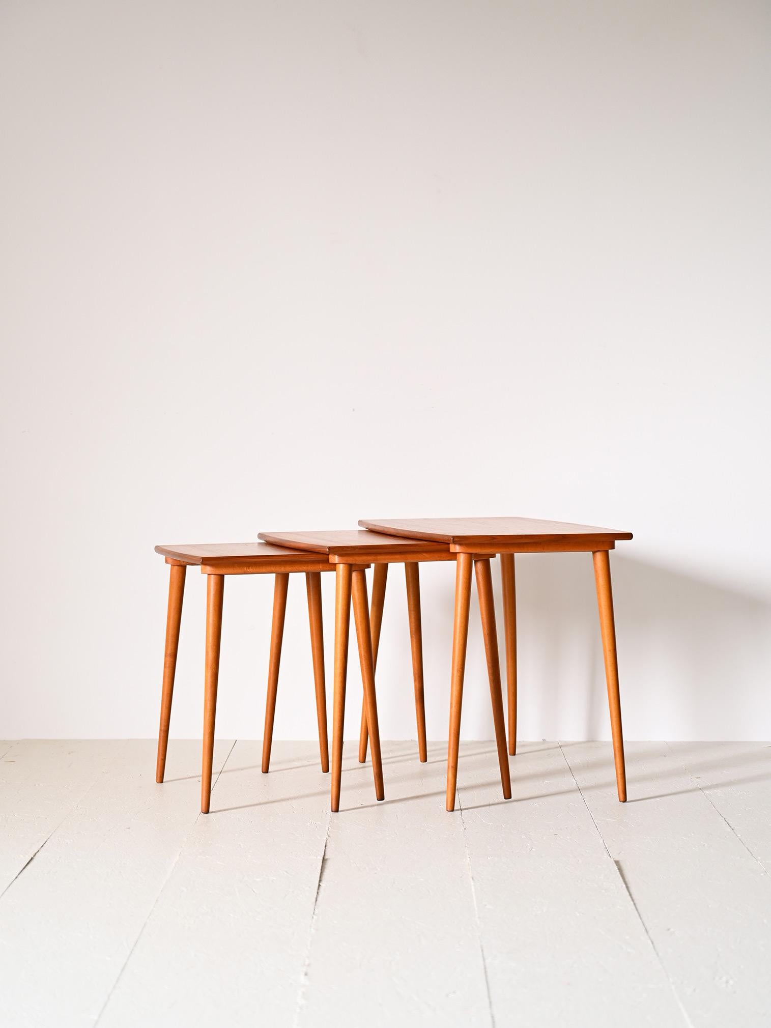 Scandinavian Modern Set of three nesting tables For Sale