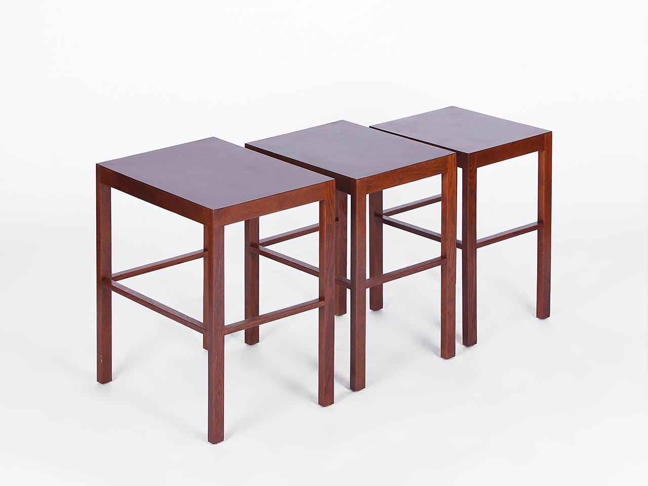 20th Century Set of Three Nesting Tables, Model No. 50, Designed by Jindrich Halabala