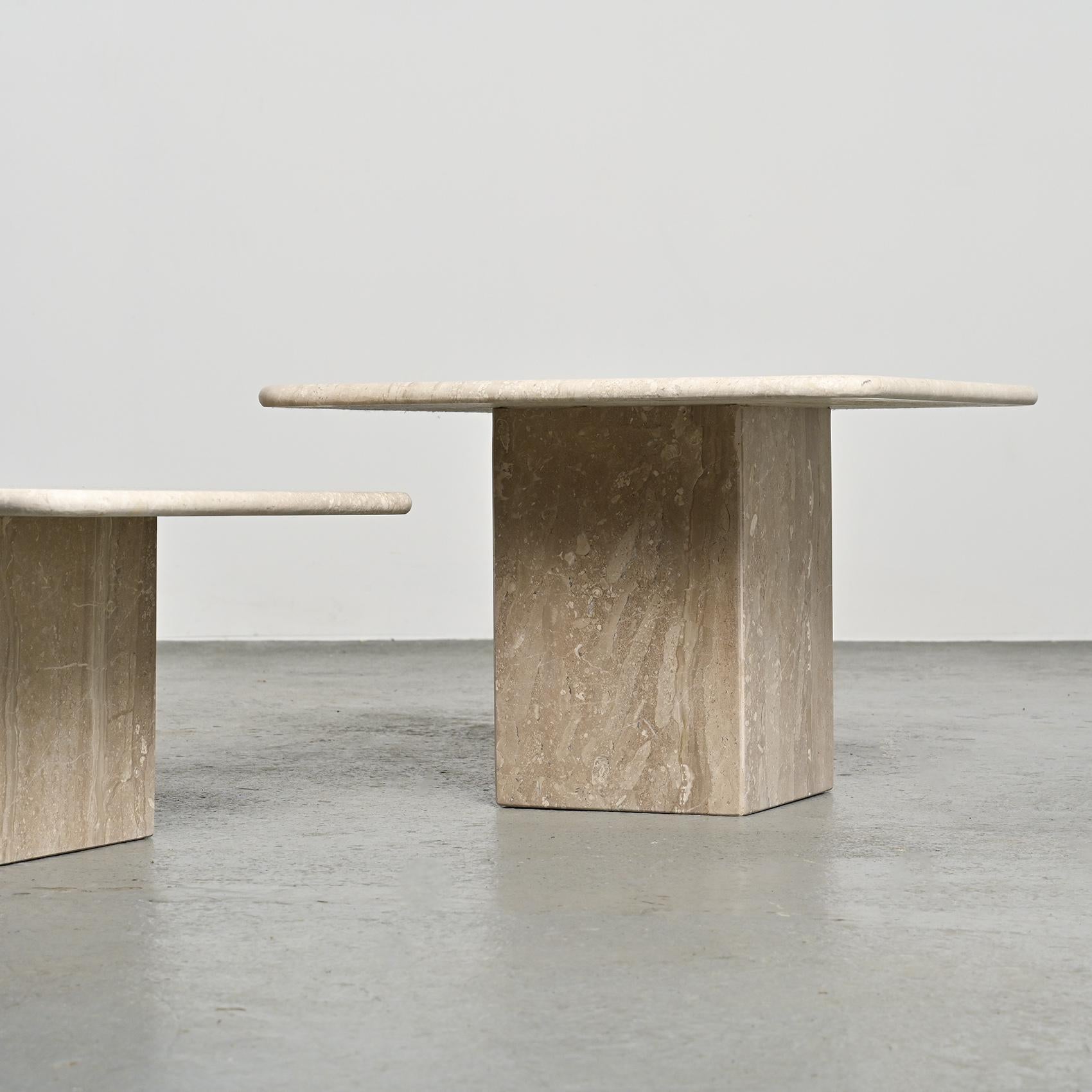 Set of three nesting travertine tables, Italy circa 1970 4