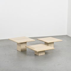 Set of three nesting travertine tables, Italy circa 1970