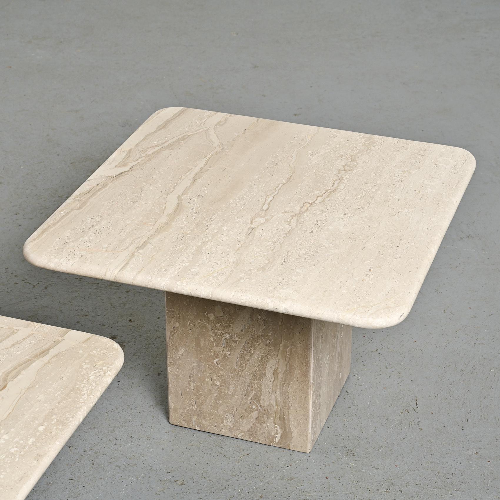 Post-Modern Set of three nesting travertine tables, Italy circa 1970