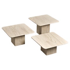 Set of three nesting travertine tables, Italy circa 1970