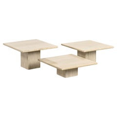 Set of three nesting travertine tables, Italy circa 1970
