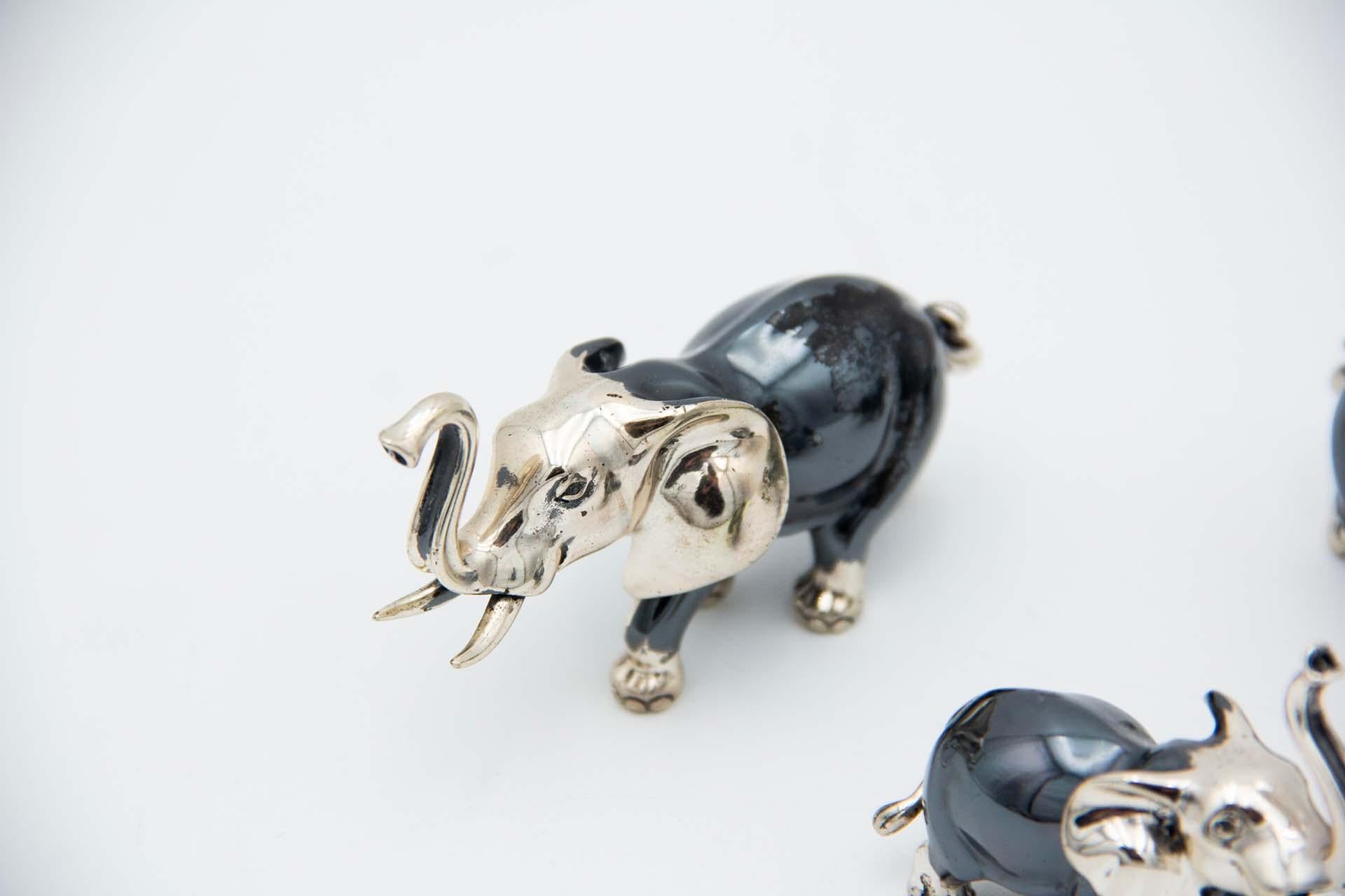 European Set of three nickel silver elephants For Sale
