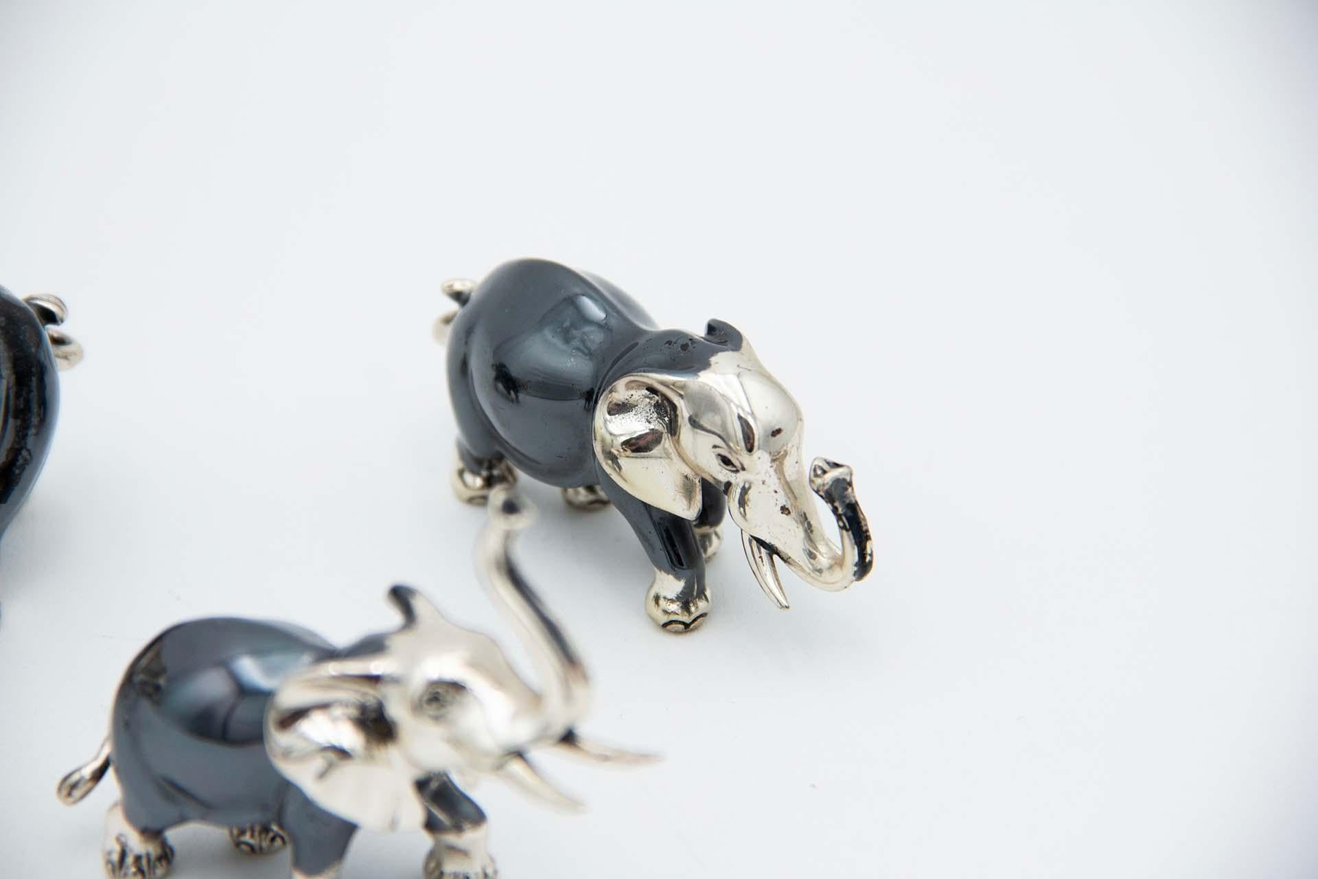 Set of three nickel silver elephants In Good Condition For Sale In Porto, PT