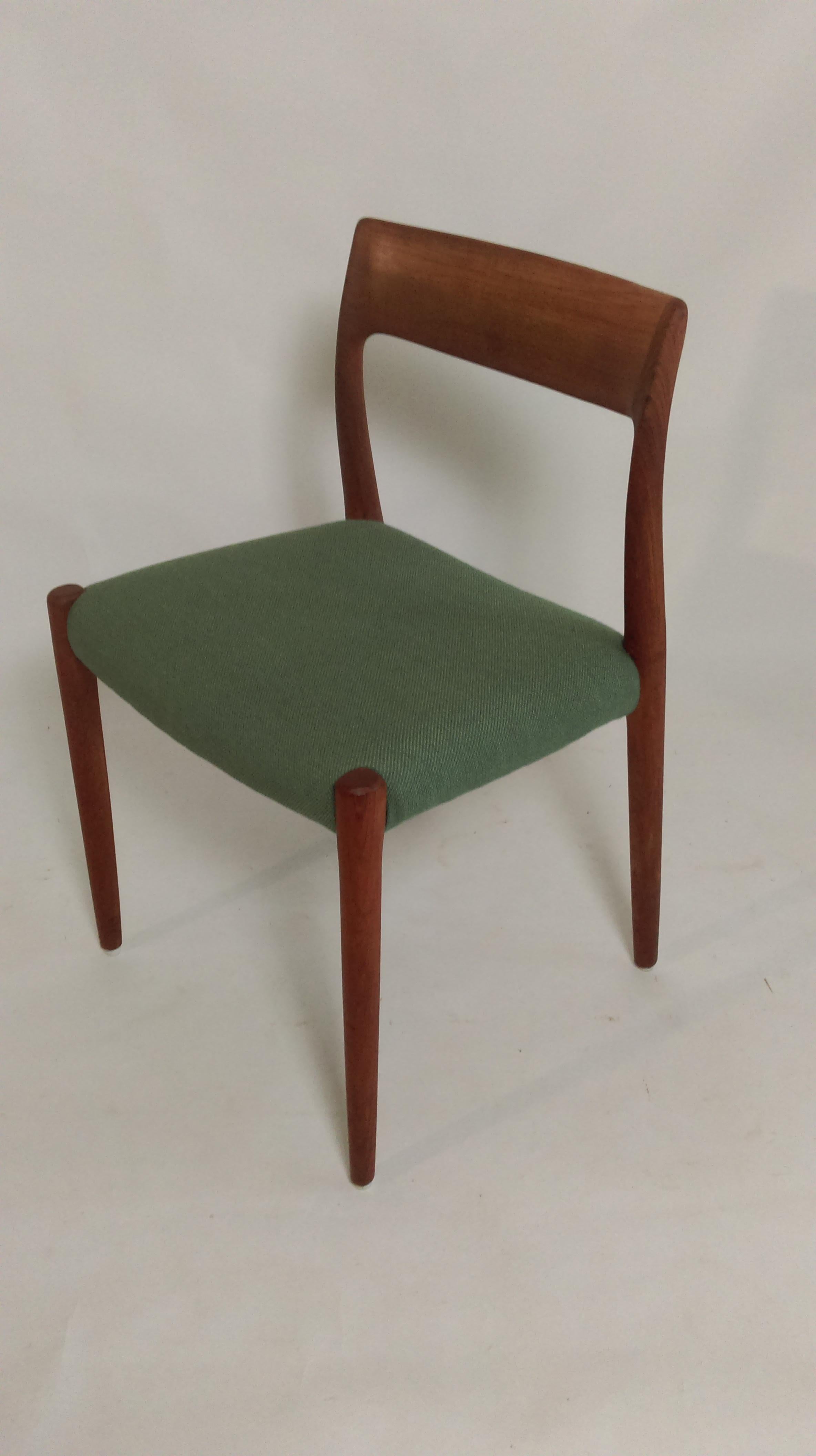 Scandinavian Modern Set of Three Niels Otto Moller model 77 Teak Dining Chairs