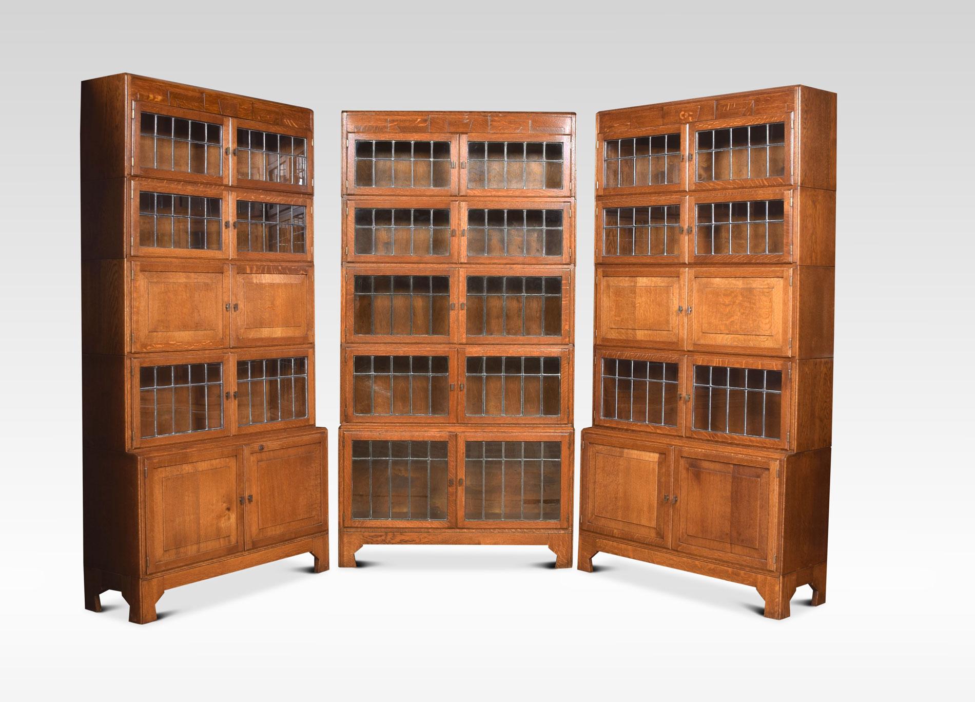 Set of Three Oak Art Deco Sectional Bookcases In Good Condition In Cheshire, GB
