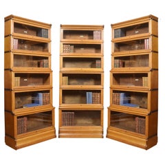 Set of Three Oak Globe Wernicke Six Section Bookcases