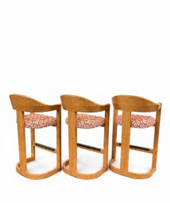 Set of Three Oak ‘Onassis’ Barstools by Karl Springer