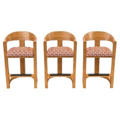 Ensemble de trois tabourets de bar en Oak 'Onassis' par Karl Springer