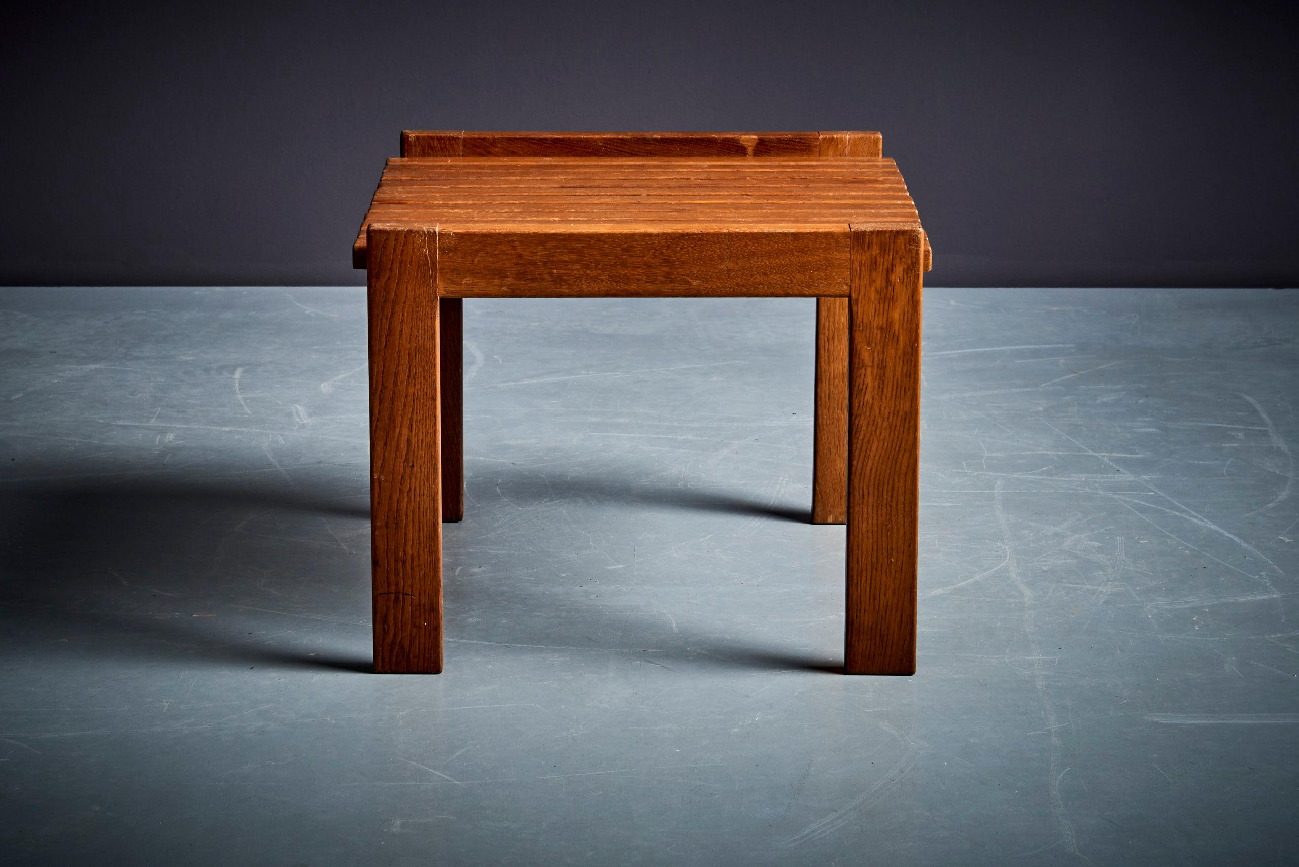 Set of three oak Stools by Genevieve Dangles edited by Group 4, France 1950s For Sale 1