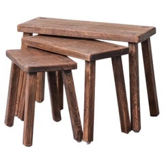 Set of Three Oak Taller Mid-Century Nesting Tables