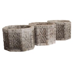 Set of Three Octagonal Reconstituted Stone Planters