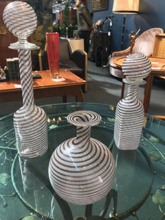 Set of Three of "Filigrana" Bottles Attributed to Aureliano Toso