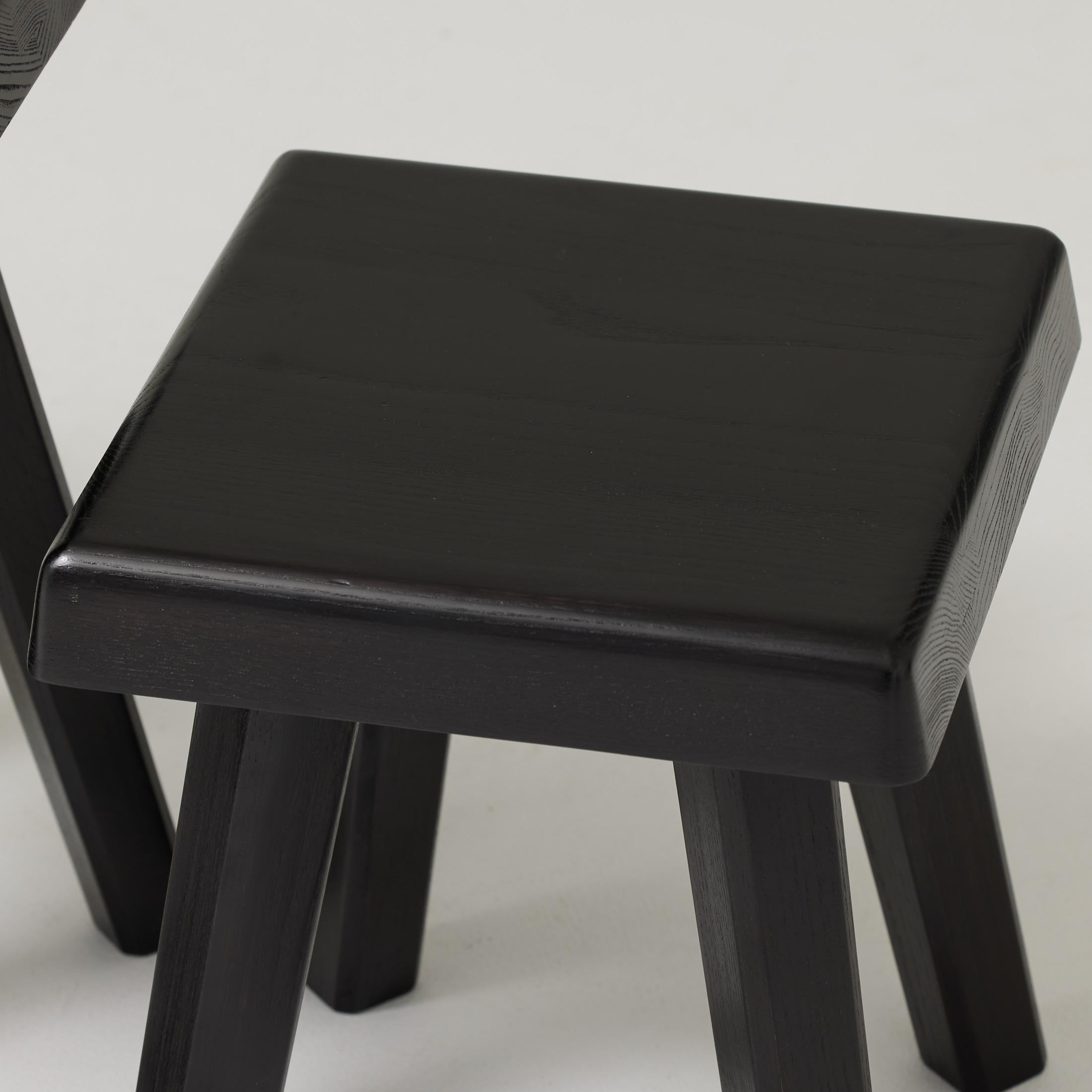 Set of Three of Pierre Chapo Special Black Wood Edition Stools For Sale 7