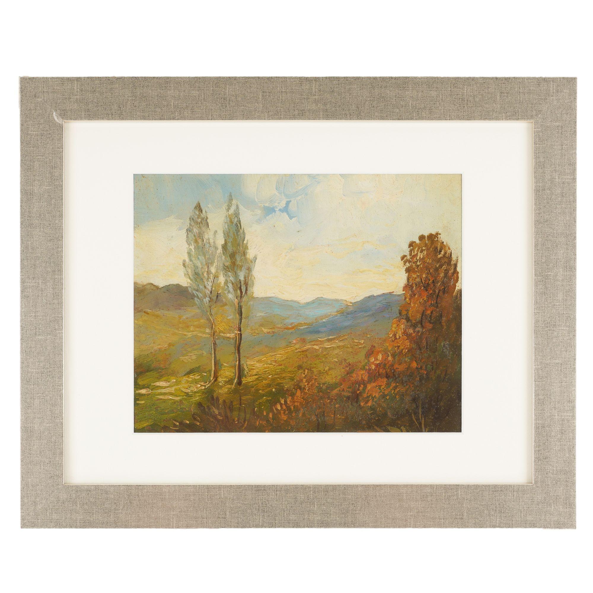 Set von drei Landschaften in Öl auf Karton, 1900-25 (20. Jahrhundert) im Angebot