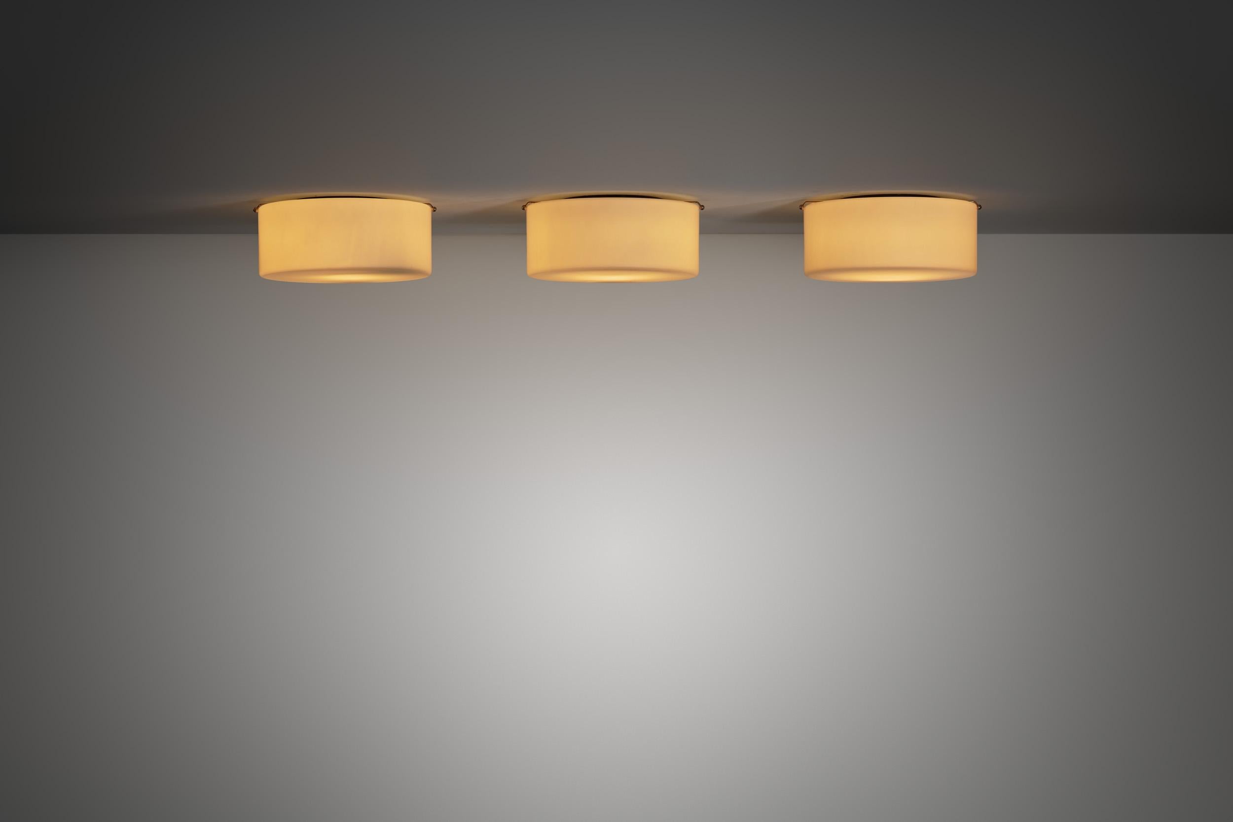 Danish Set of Three Opal Glass Ceiling Lights by Fog & Mørup, Denmark 1970s For Sale
