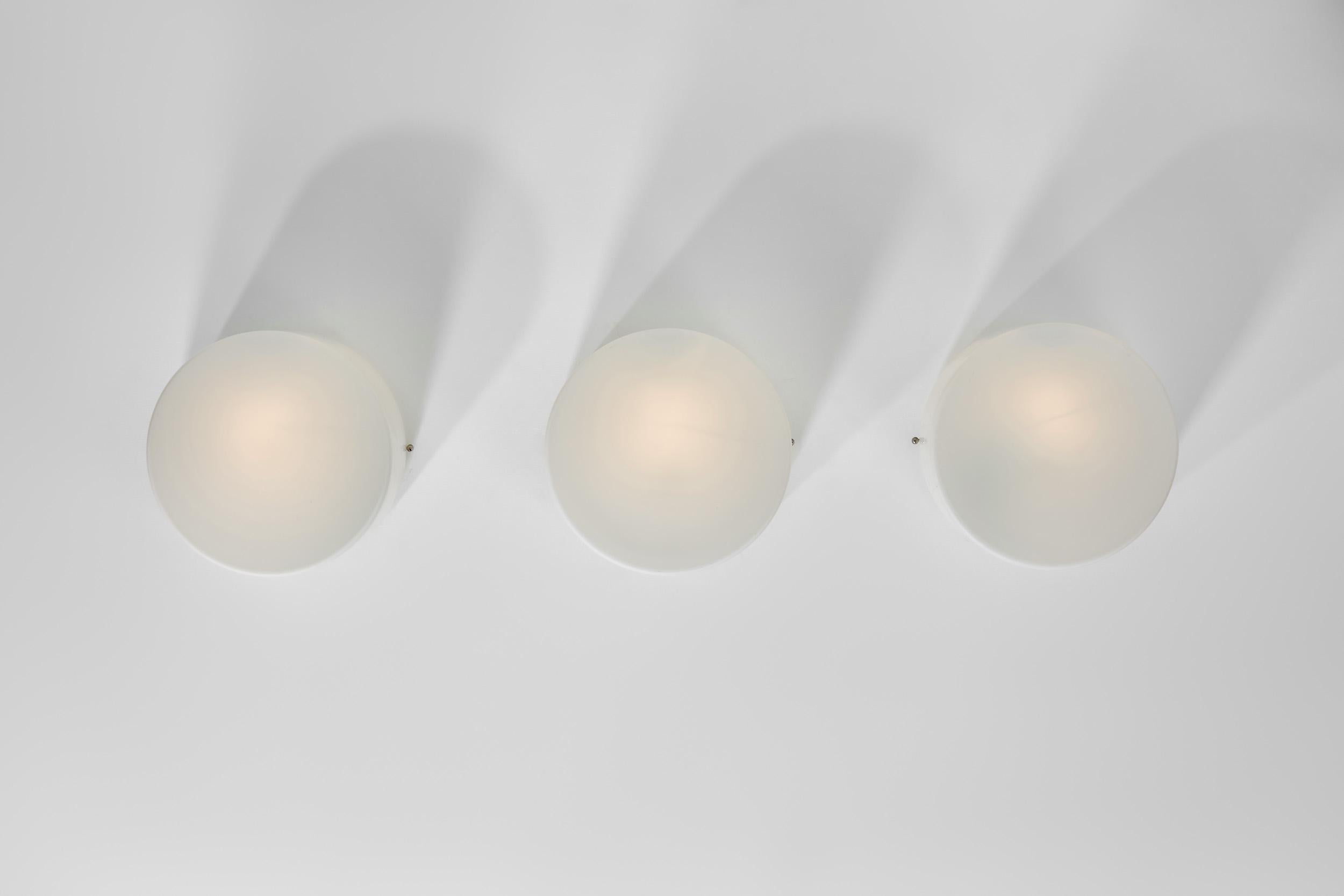 Set of Three Opal Glass Ceiling Lights by Fog & Mørup, Denmark 1970s For Sale 2