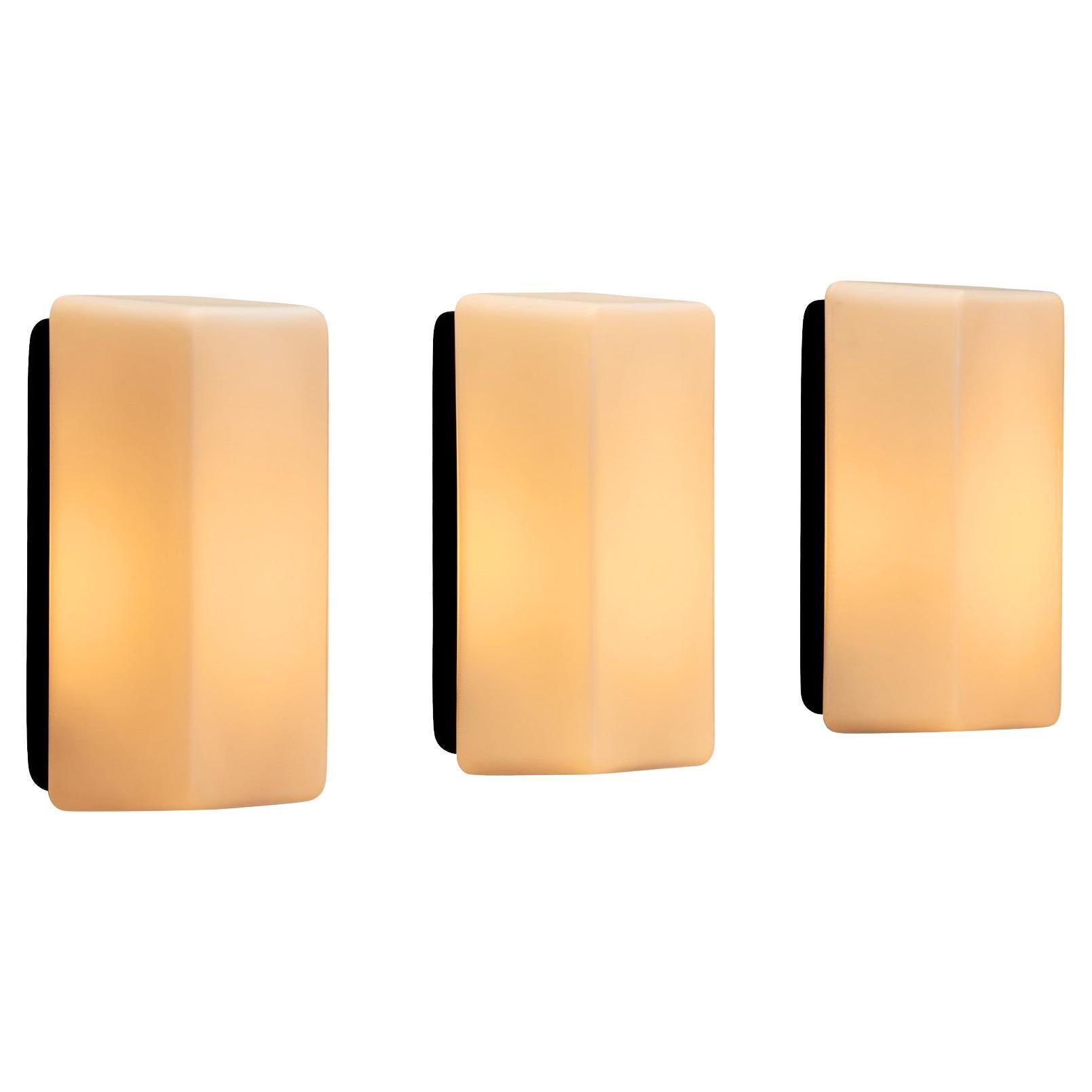 Set of Three Opaline Wall Lamps by Staff Leuchten, Germany 1960s