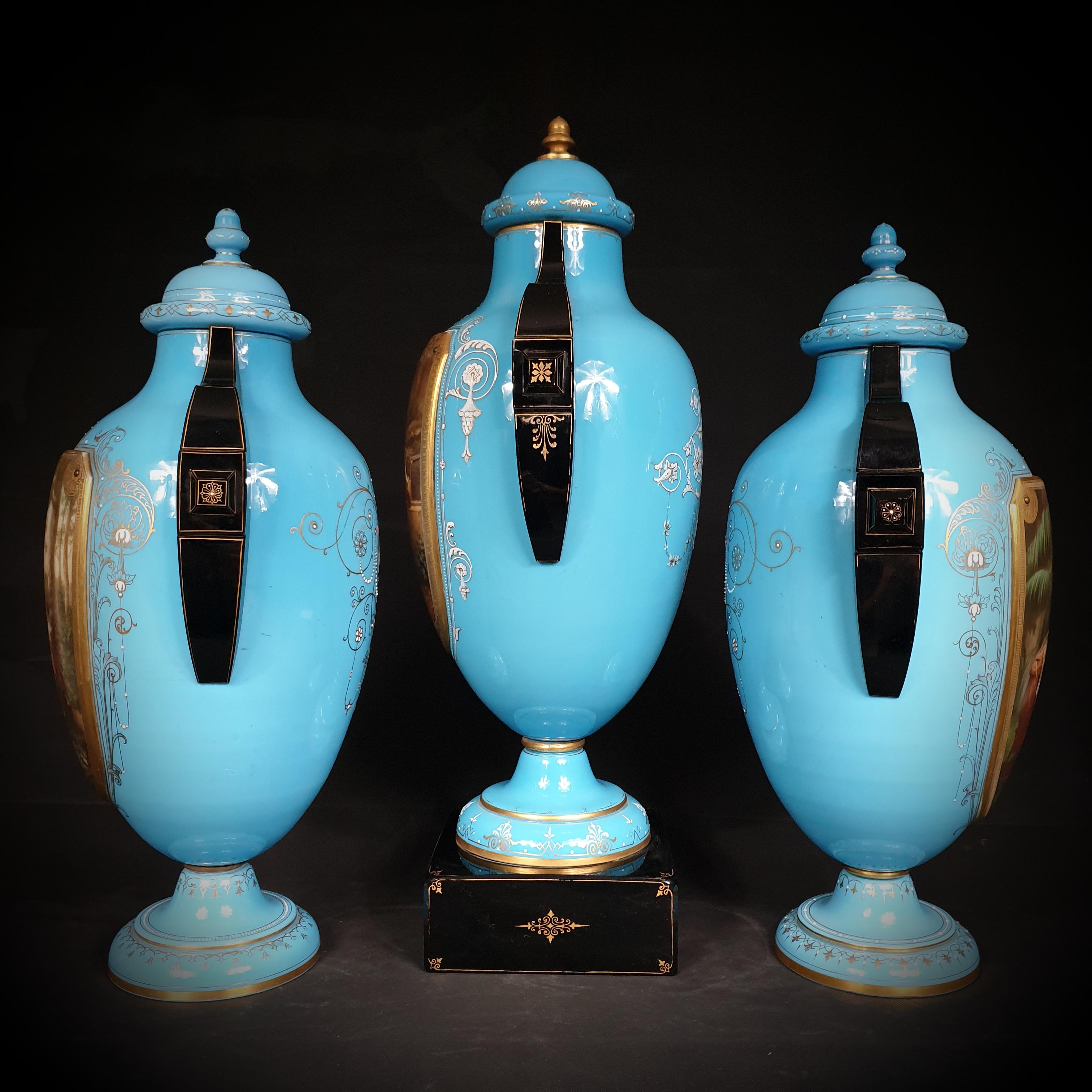 large glass urns