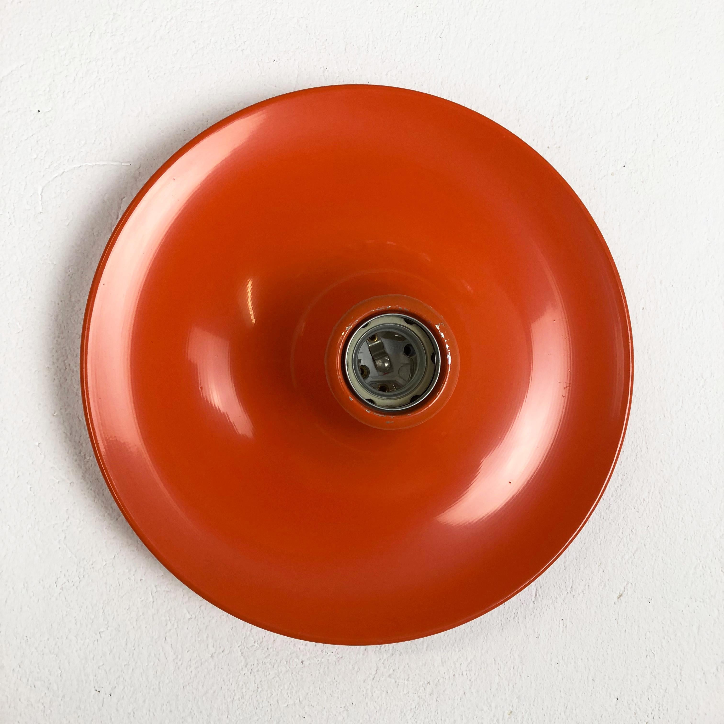 Set of Three Orange 1960s Charlotte Perriand Disc Wall Light by Honsel, Germany 5