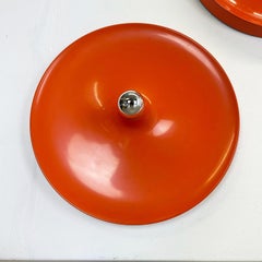 Set of Three Orange 1960s Charlotte Perriand Disc Wall Light by Honsel, Germany
