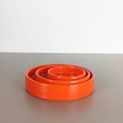 Ensemble de trois bols en céramique émaillée orange par Pino Spagnolo pour Sicart:: Italie