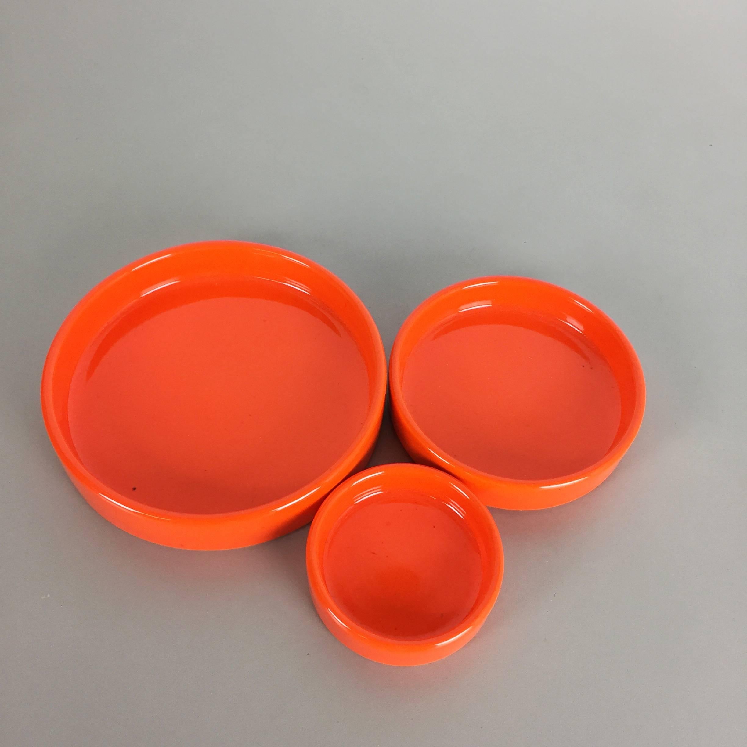 20th Century Set of Three Orange Glazed Ceramic Bowls by Pino Spagnolo for Sicart, Italy
