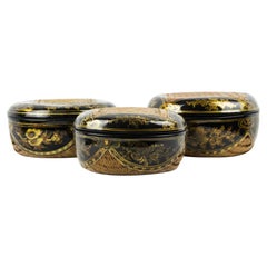 Set of Three Oriental Wicker Containers, 1970s