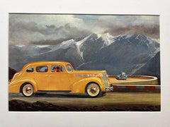 Set of Three Gouache Automobile Illustrations by Charles Burki, 1937