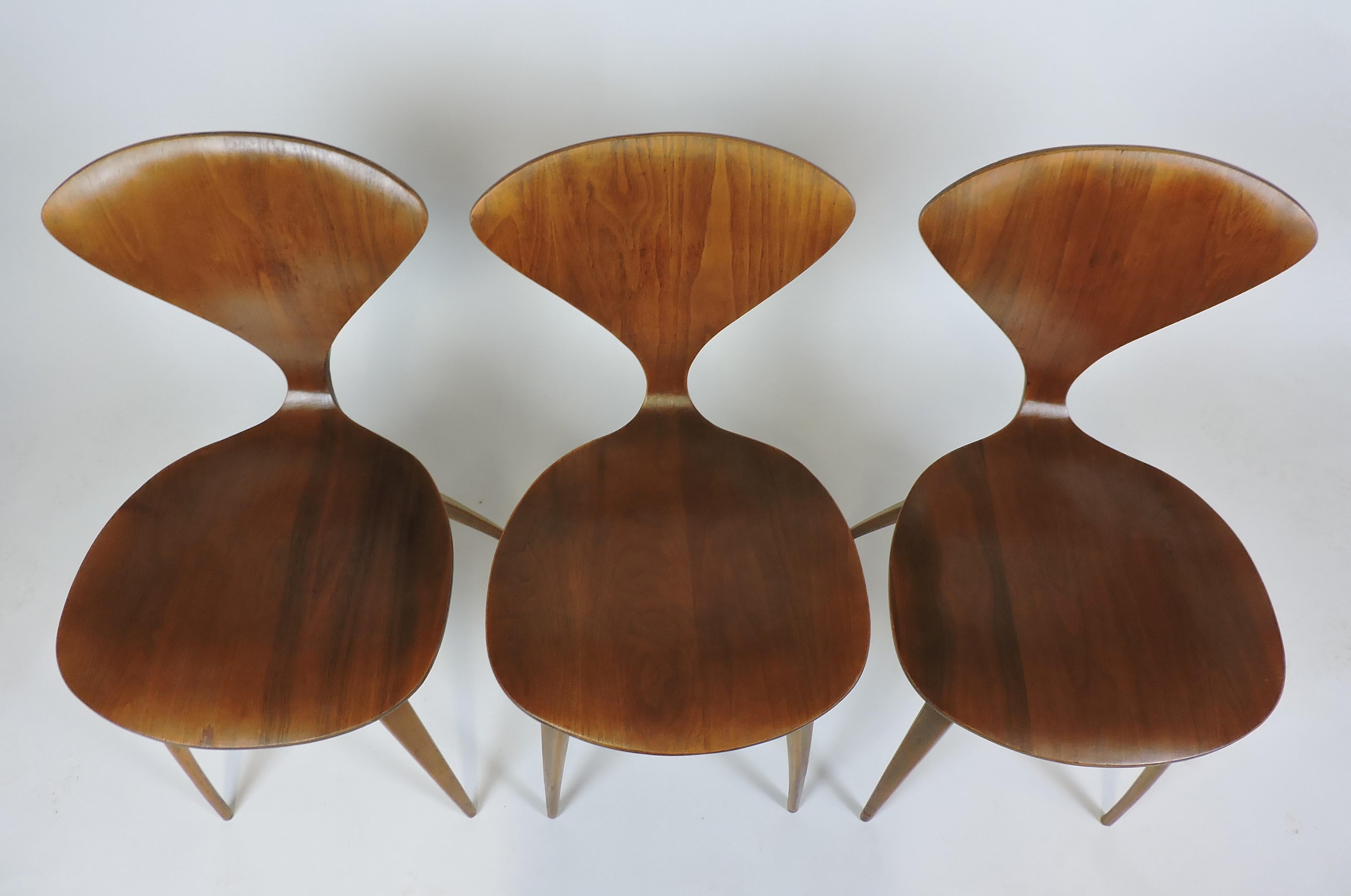 Mid-20th Century Set of Three Original Cherner Mid-Century Modern Dining or Side Chairs, 1960s