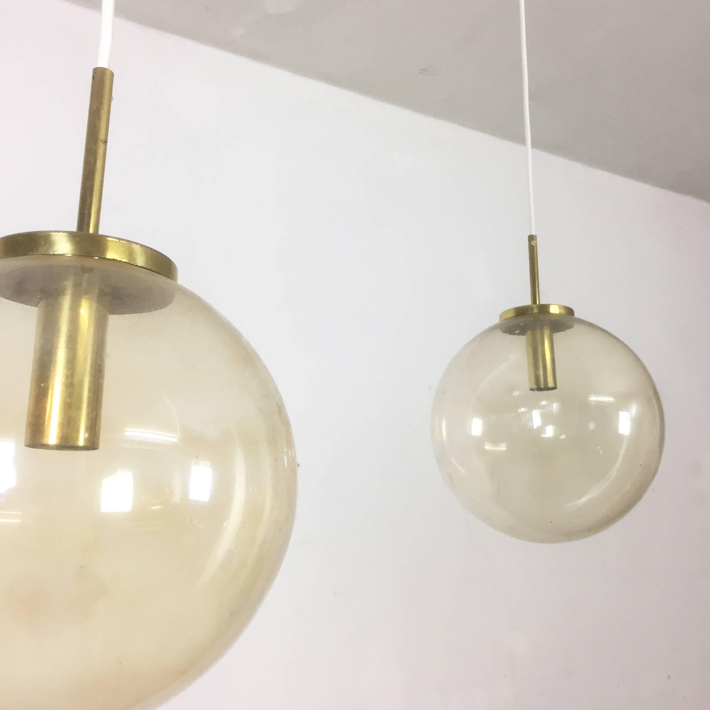 20th Century Set of Three Original German Ball Glass Hanging Light, Glashütte Limburg Germany For Sale