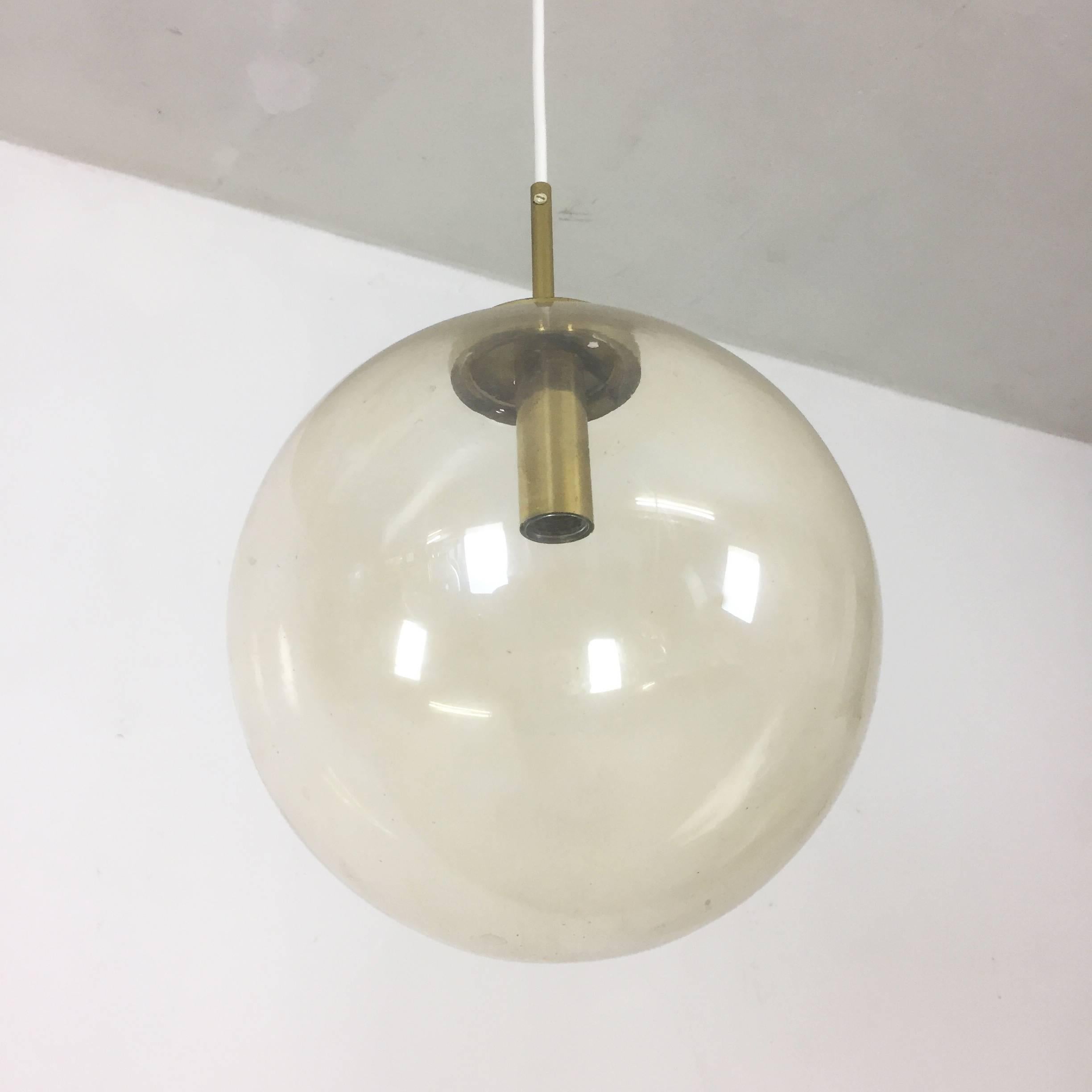 Set of Three Original German Ball Glass Hanging Light, Glashütte Limburg Germany For Sale 1