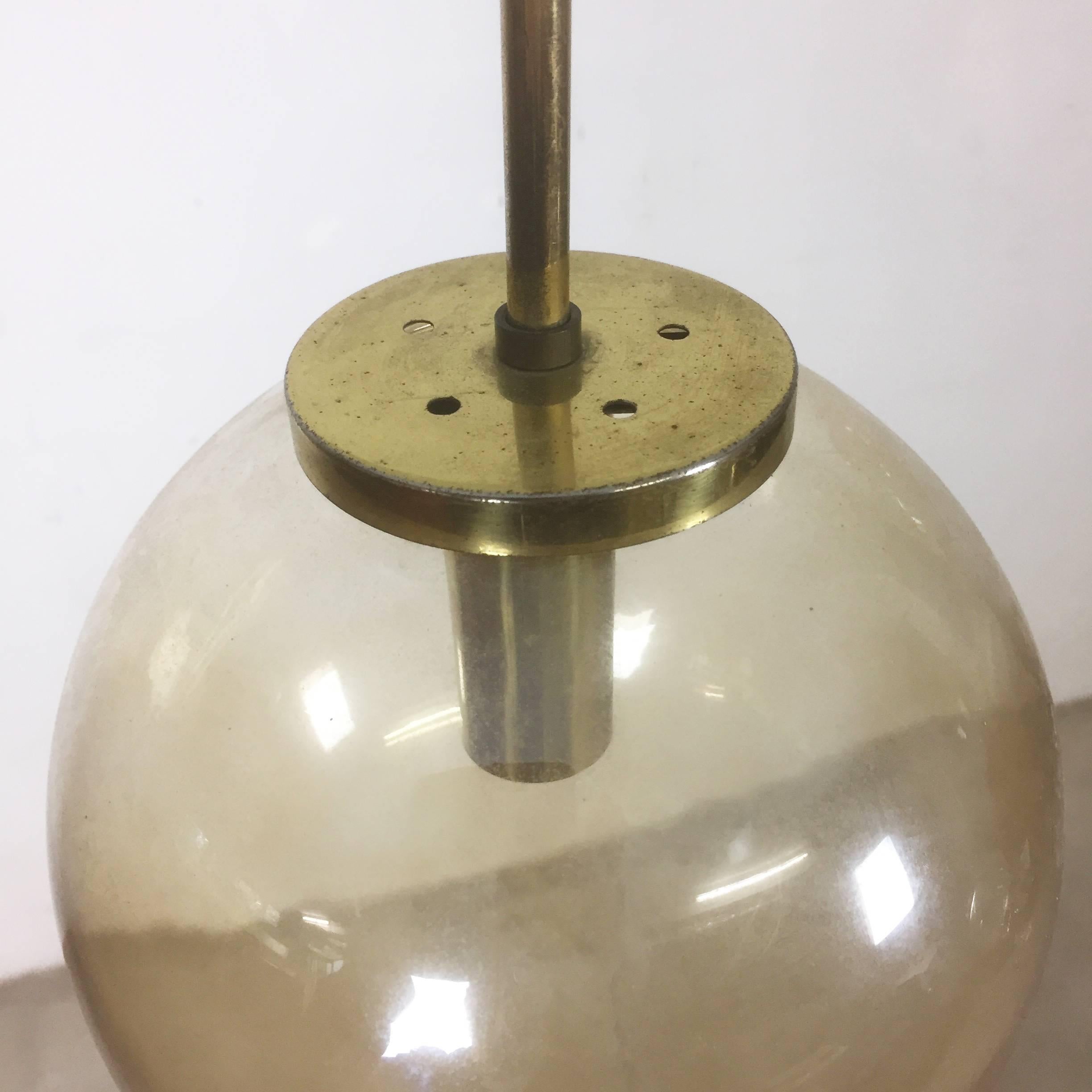 Set of Three Original German Ball Glass Hanging Light, Glashütte Limburg Germany For Sale 3