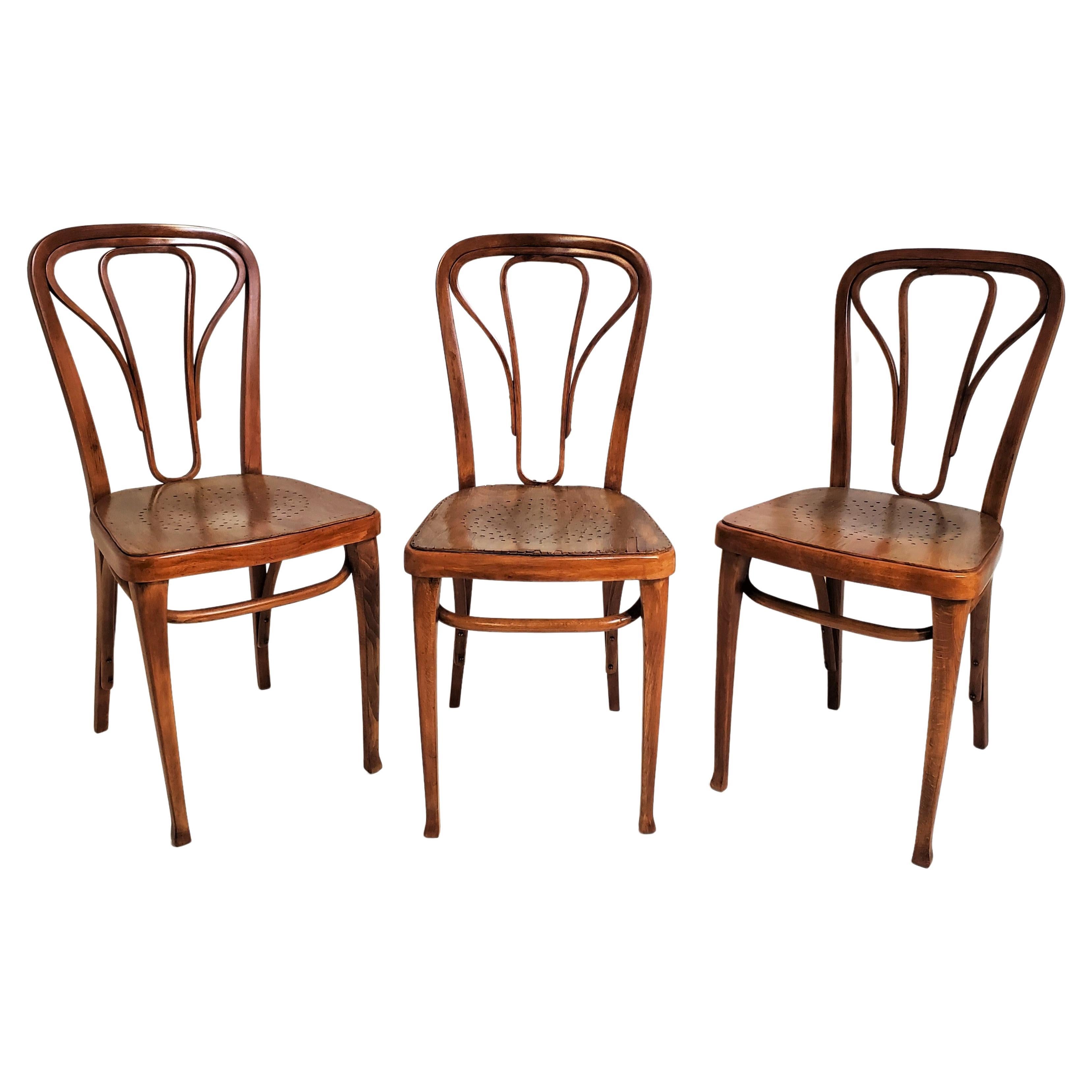 Set of Three Original Wiener Werkstätte Thonet Side /Slipper/ Accent Chairs 