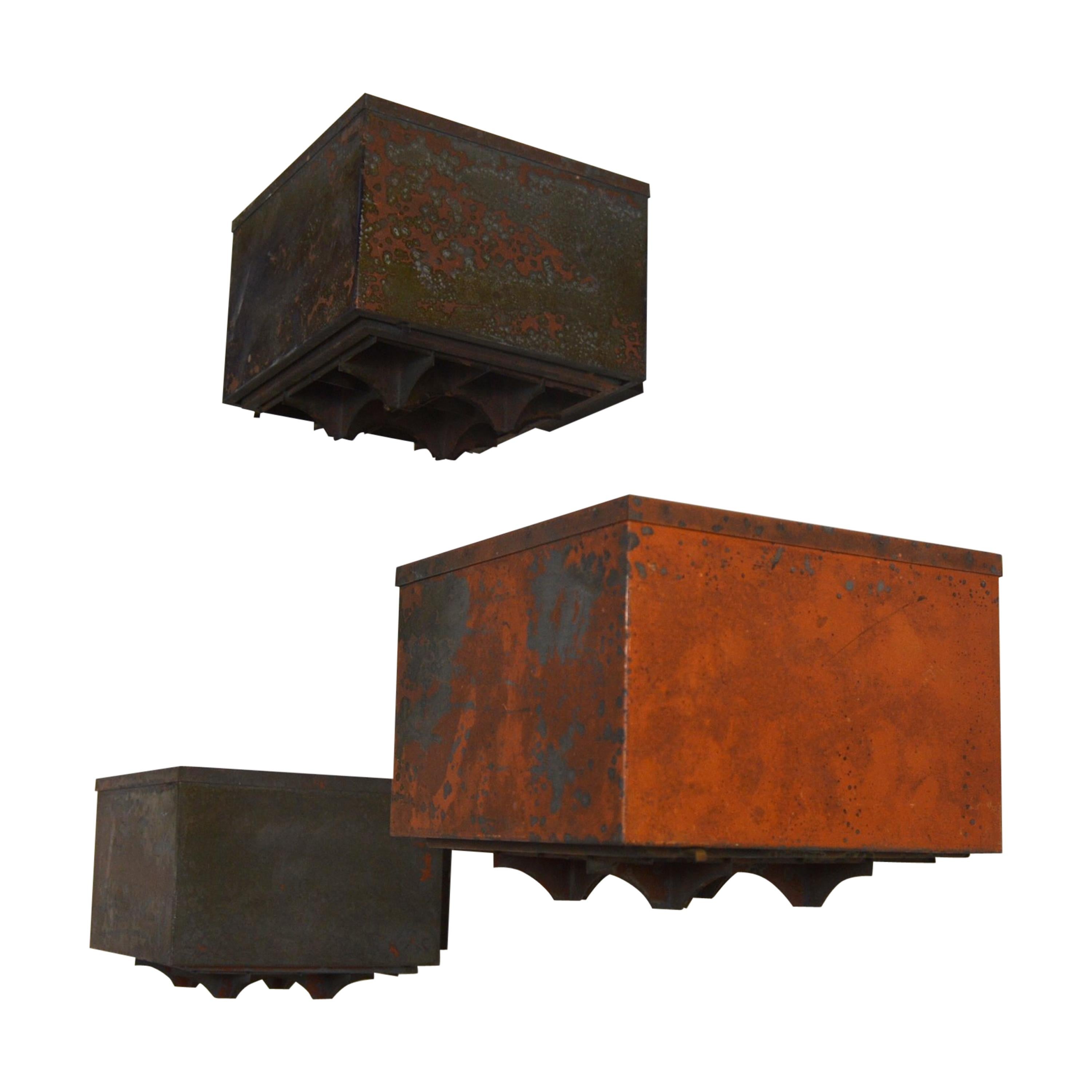 Set of Three Outdoor Wall Lamps in Copper by Falkenbergs Belysning For Sale