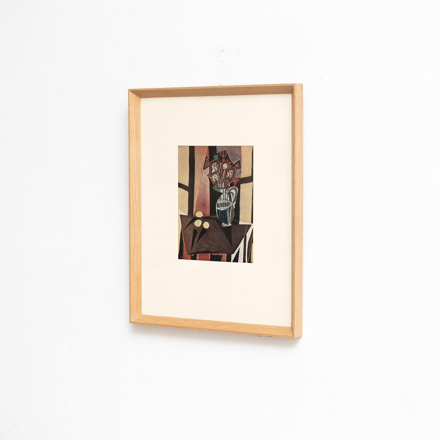 Step into the timeless brilliance of Pablo Picasso with this extraordinary set of three color clichés, expertly edited by Editions du Chêne in Paris, France, in 1943. Adorned by a stunning solid wood frame measuring 54cm in width, 43.5cm in height,