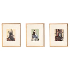 Ensemble de trois œuvres d'art encadrées de Pablo Picasso, Éditions du Chene, 1943