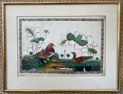 Set of Three Painted Silk Bird Paintings