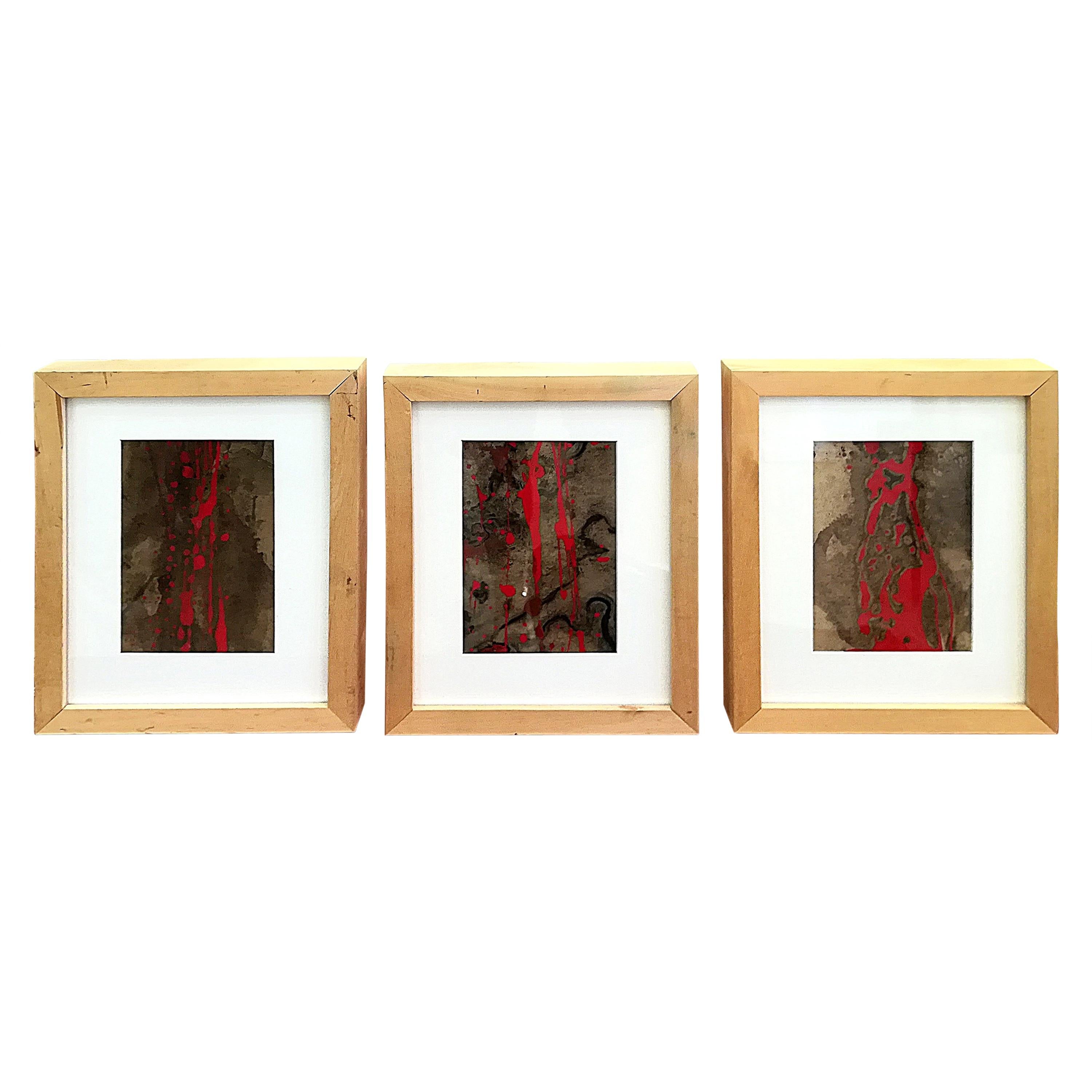 Set of Three Paintings on Paper by Daniela Wicki