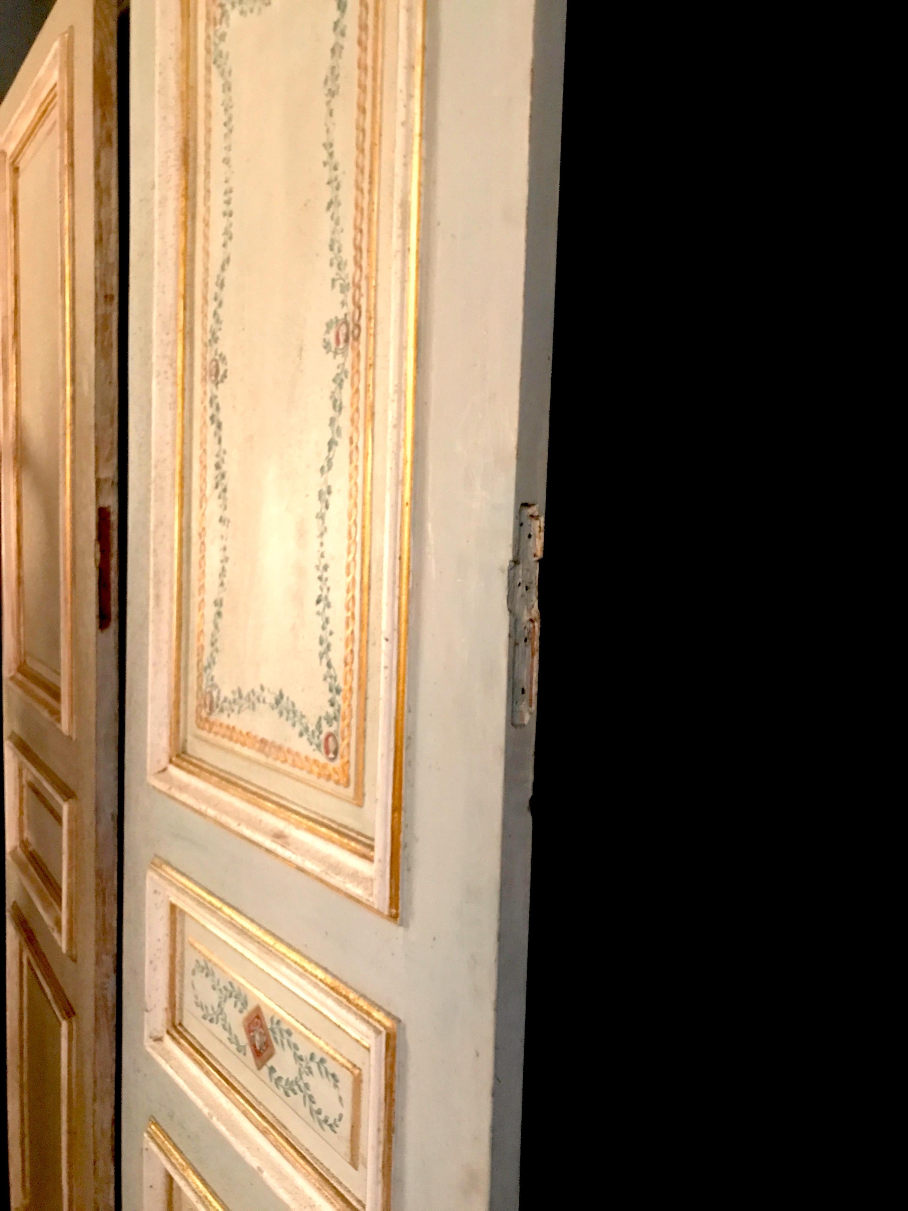 Set of Three Pairs of 19th Century Italian Painted Doors  4