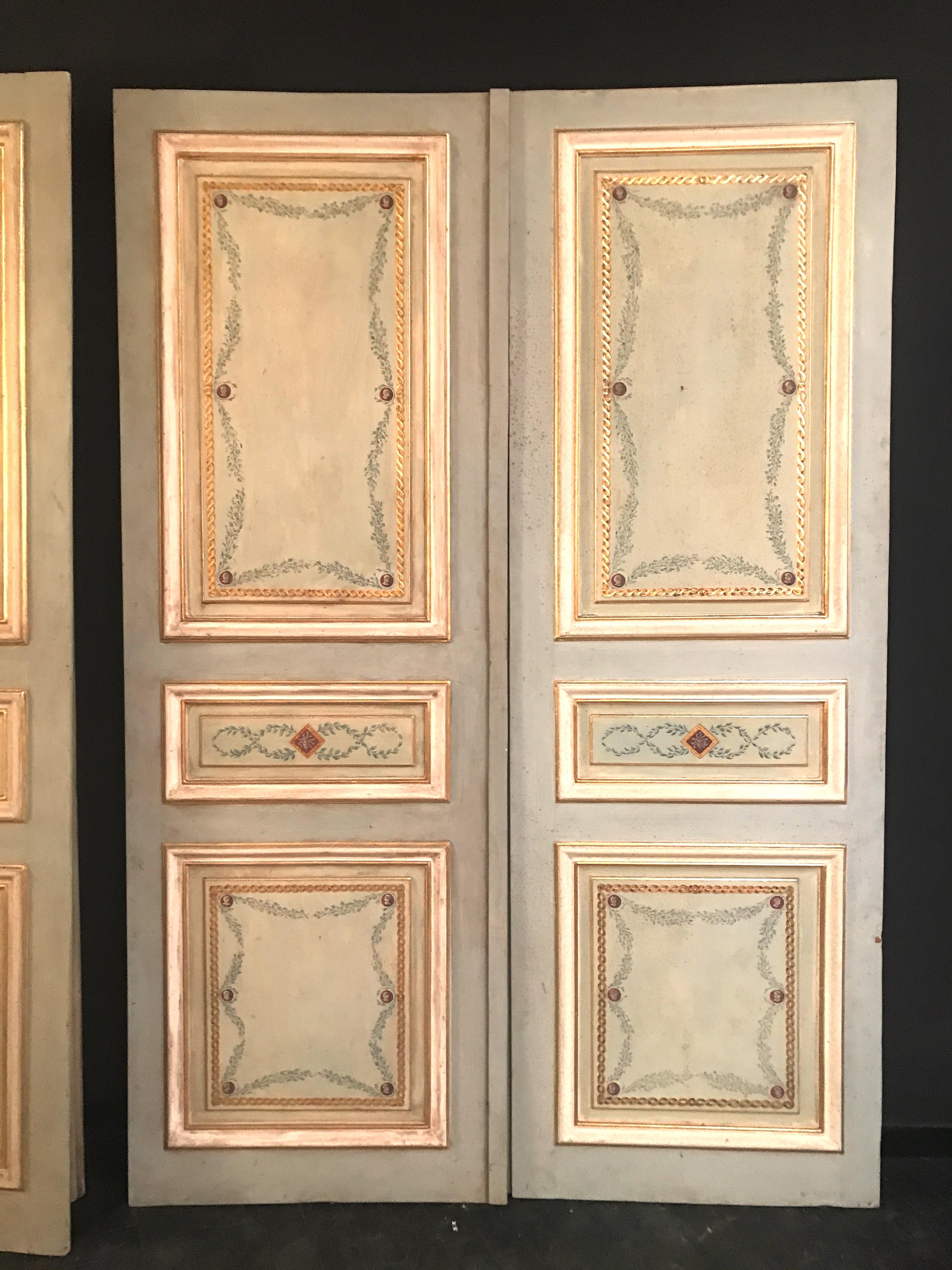 Set of Three Pairs of 19th Century Italian Painted Doors  7