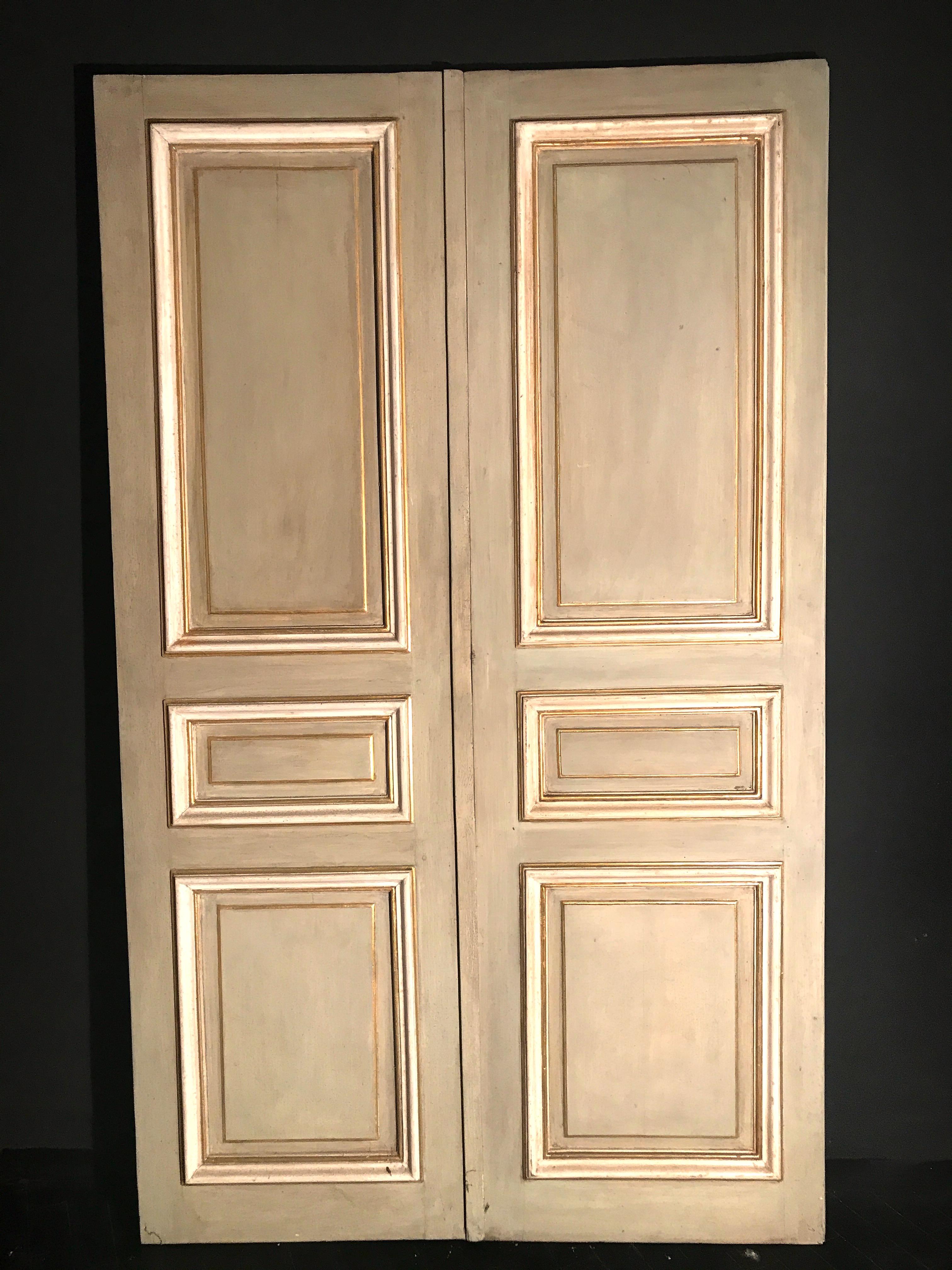 Neoclassical Set of Three Pairs of 19th Century Italian Painted Doors 