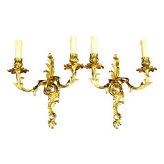 Set of Three Pairs of French Louis XVI Style Electrified Two-Light Sconces