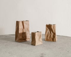 Set of Three "Paper Bag" Stoneware Ceramic Vases by Tapio Wirkkala, 1970s