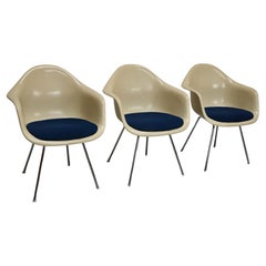 Vintage Set of Three Parchment Fiberglass DAX Armhairs Eames for Herman Miller / Vitra