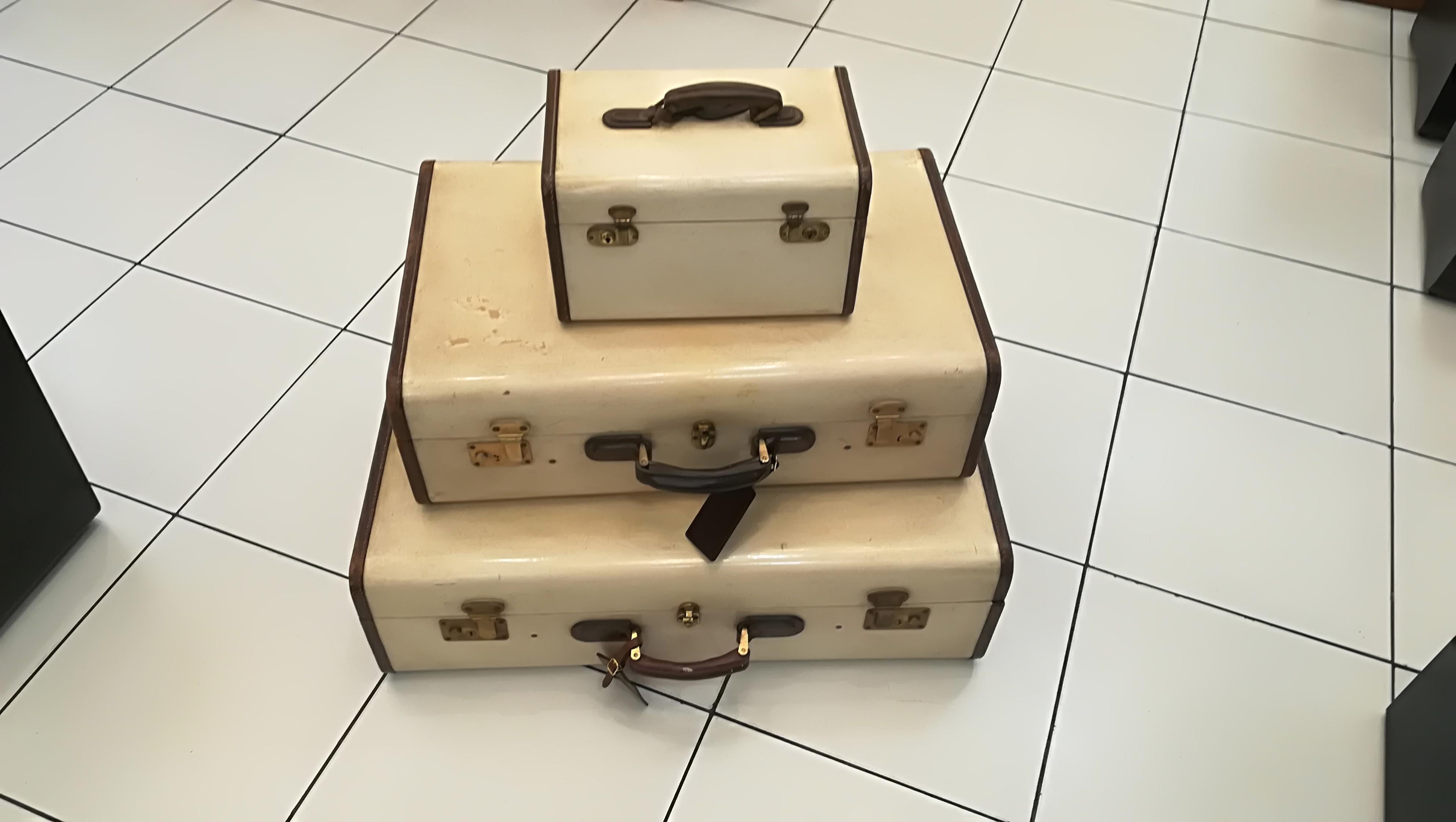 Set of Three Parchment Suitcases, circa 1940 8